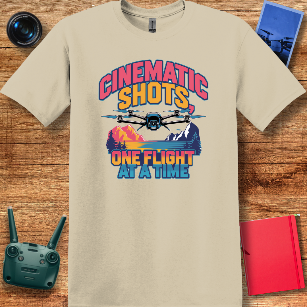 "Cinematic Shots One Flight at a Time" - Drone Pilot T-Shirt - V2