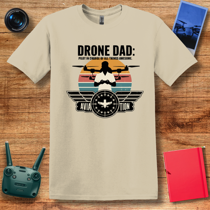 "Drone Dad: Pilot in Charge of All Things Awesome" Retro Aviation T-Shirt