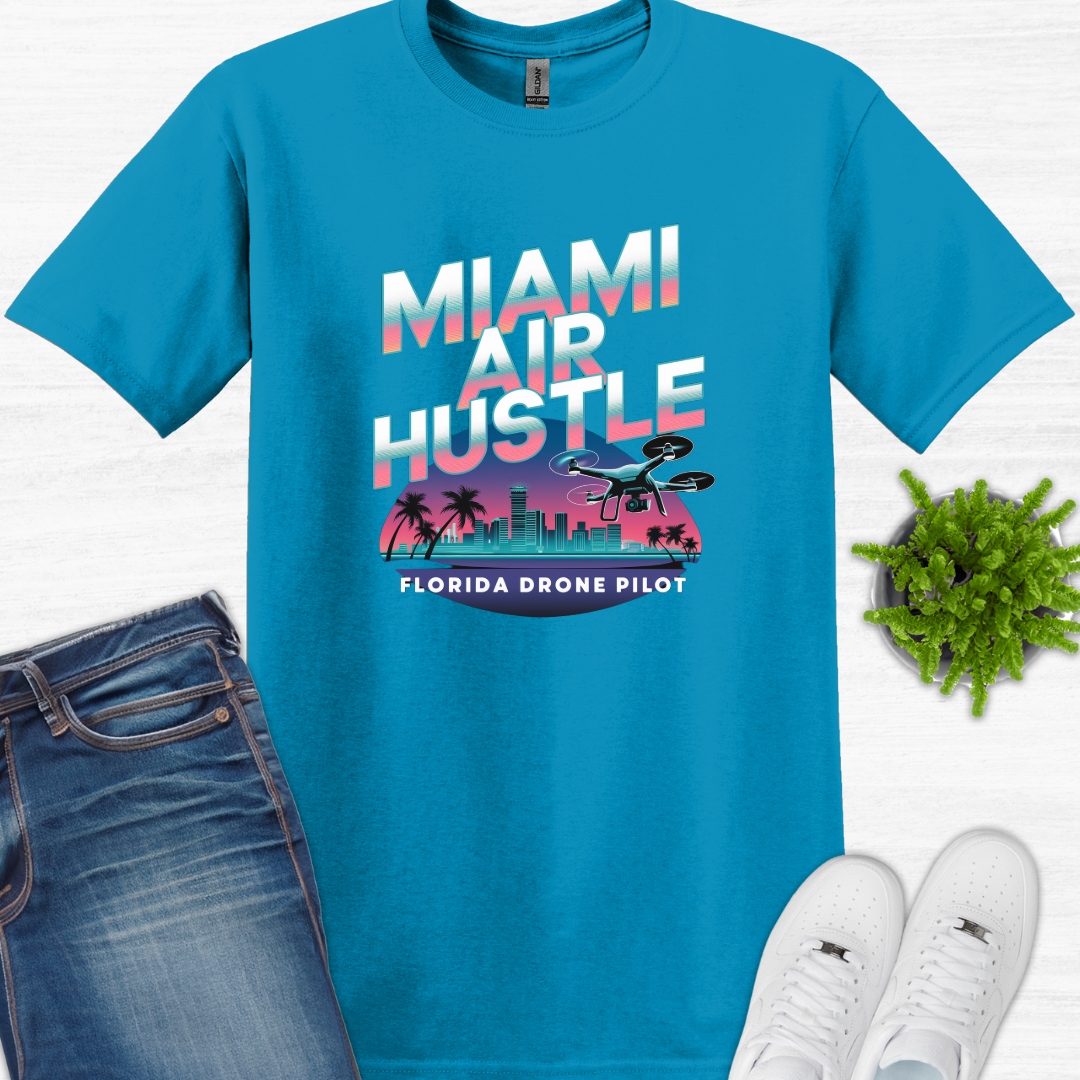 "Miami Air Hustle" V4 – Florida Drone Pilot T-Shirt