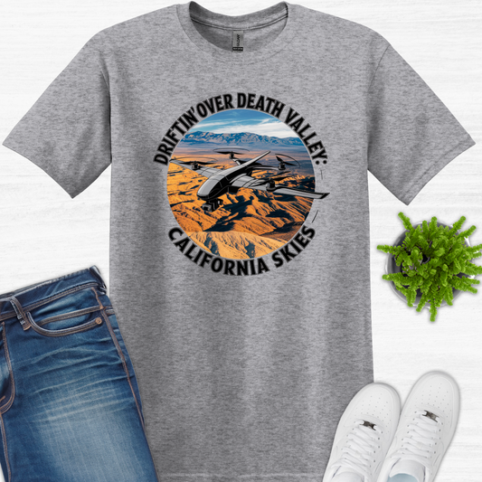 "Driftin’ Over Death Valley: California Skies" V2 – Drone Pilot T-Shirt