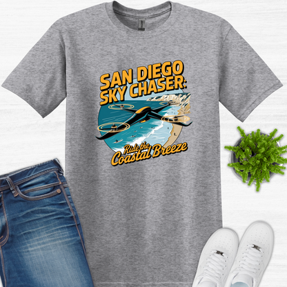 "San Diego Sky Chaser: Ride the Coastal Breeze" V2 – California Drone T-Shirt