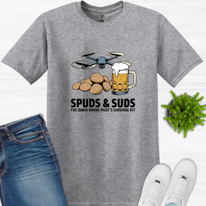 "Spuds & Suds – The Idaho Drone Pilot’s Survival Kit!"  - Funny Drone T-Shirt V3