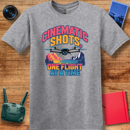 "Cinematic Shots One Flight at a Time" - Drone Pilot T-Shirt - V2