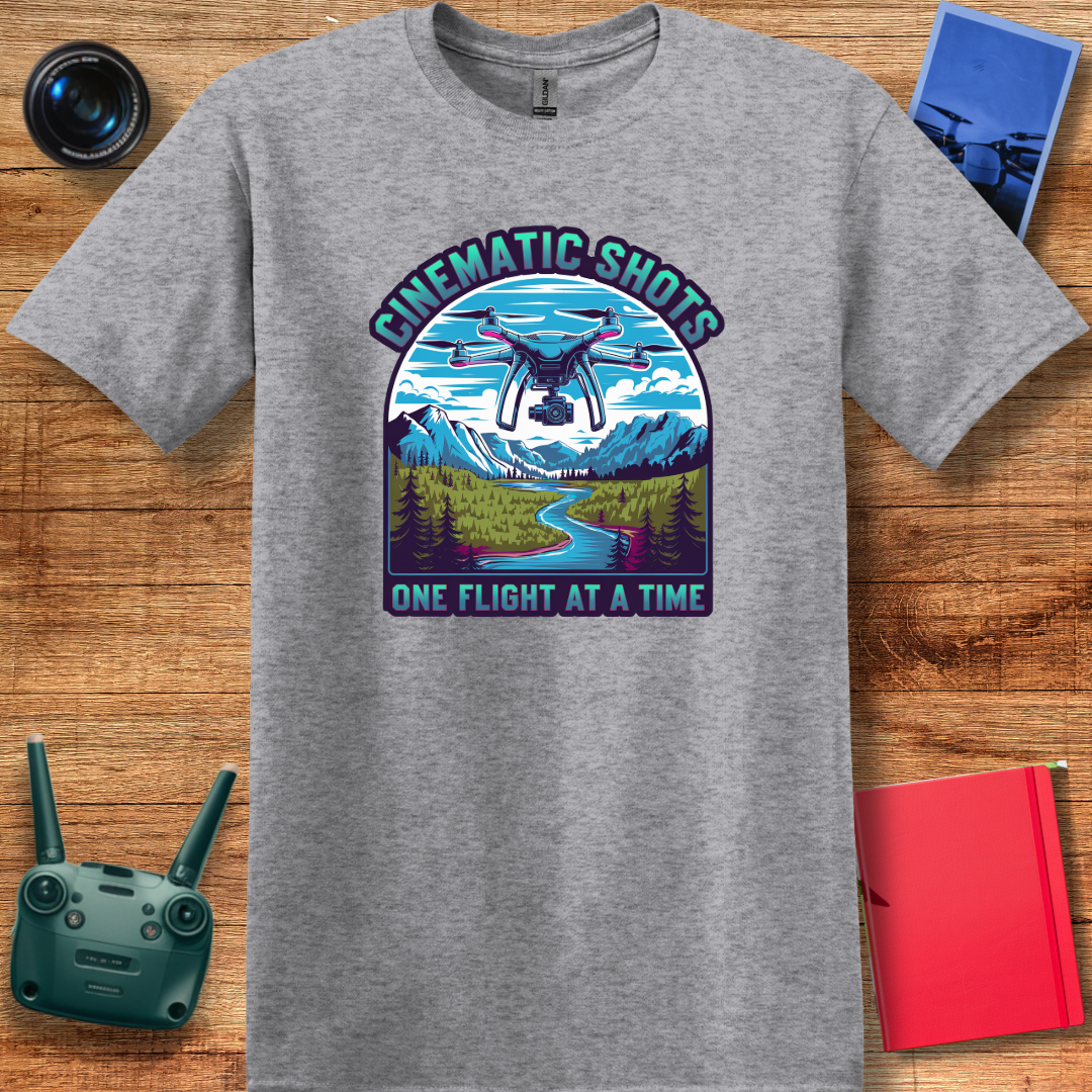 "Cinematic Shots One Flight at a Time" - Drone Pilot T-Shirt - V3