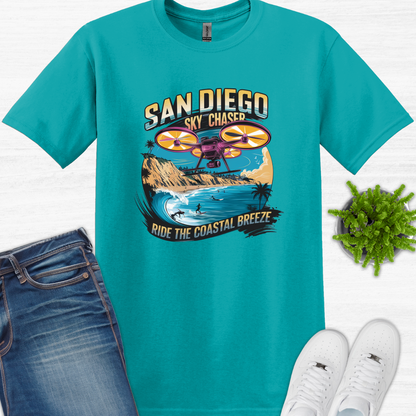 "San Diego Sky Chaser: Ride the Coastal Breeze" V3 – California Drone T-Shirt