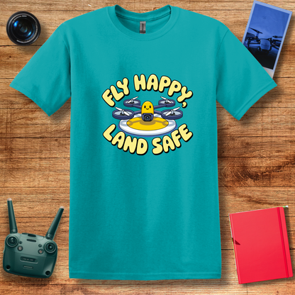 “Fly Happy, Land Safe” Fun Drone T-Shirt for Kids