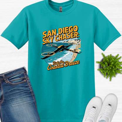 "San Diego Sky Chaser: Ride the Coastal Breeze" V2 – California Drone T-Shirt