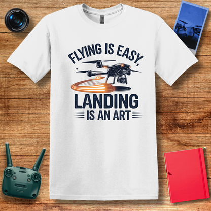 "Flying is Easy, Landing is an Art" – Mom, Dad, Funny Drone T-Shirt