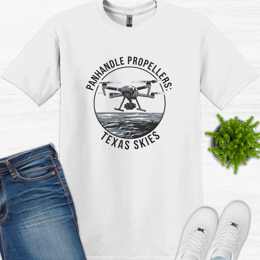 "Panhandle Propellers: Texas Skies" V4 – Bold Texas Drone T-Shirt