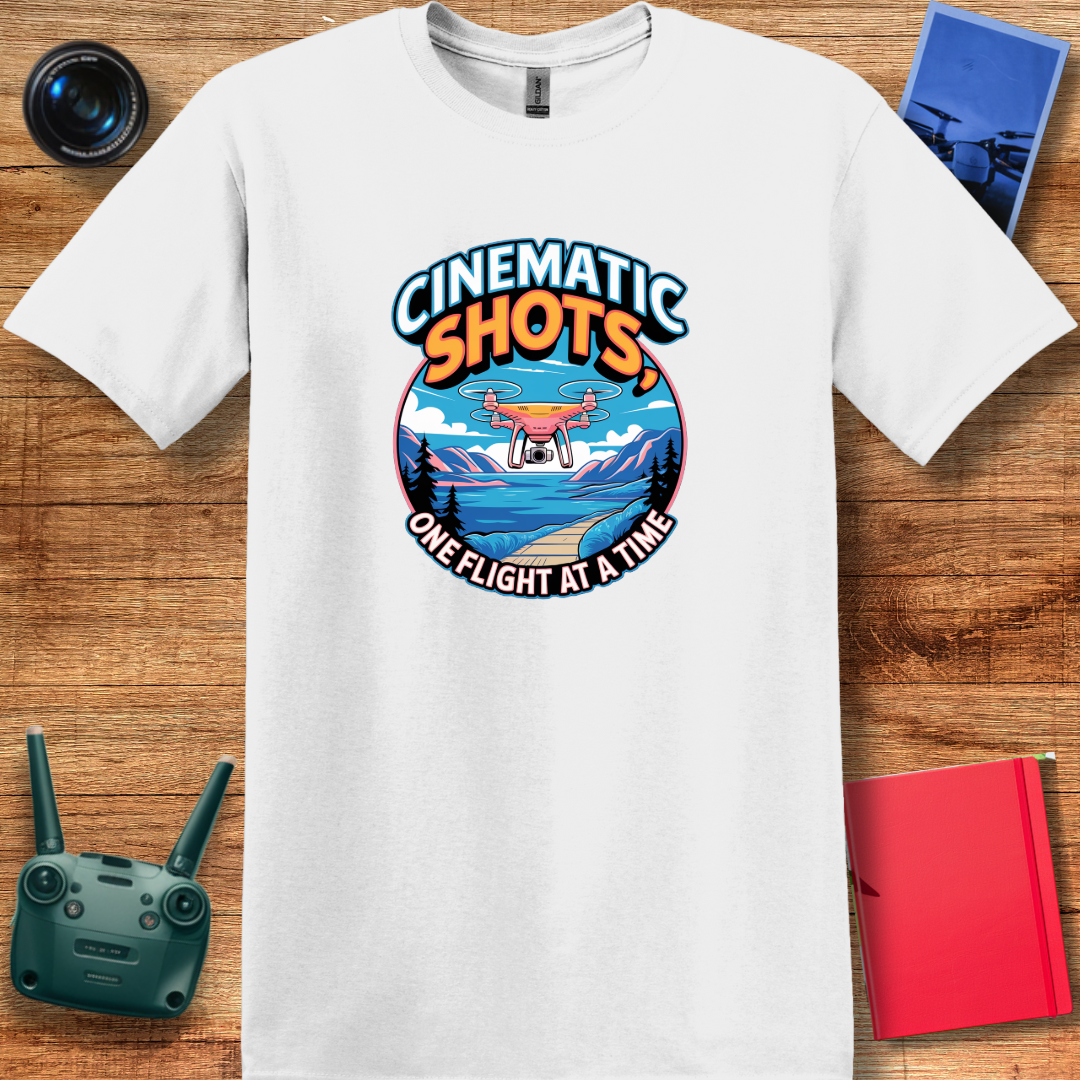 "Cinematic Shots One Flight at a Time" - Drone Pilot T-Shirt - V1