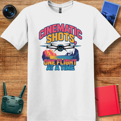 "Cinematic Shots One Flight at a Time" - Drone Pilot T-Shirt - V2