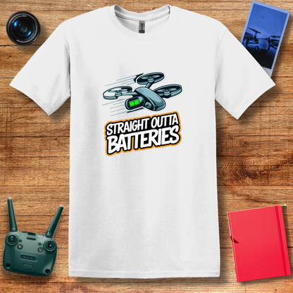 “Straight Outta Batteries” Funny Drone T-Shirt