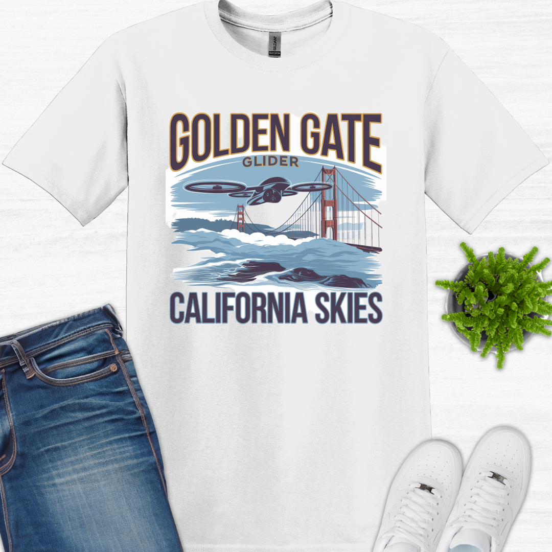 "Golden Gate Glider: California Skies" V3 – San Francisco Drone Pilot T-Shirt