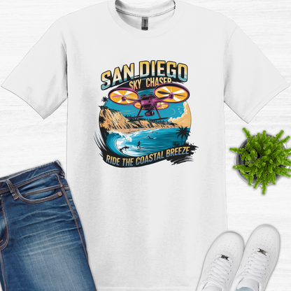 "San Diego Sky Chaser: Ride the Coastal Breeze" V3 – California Drone T-Shirt